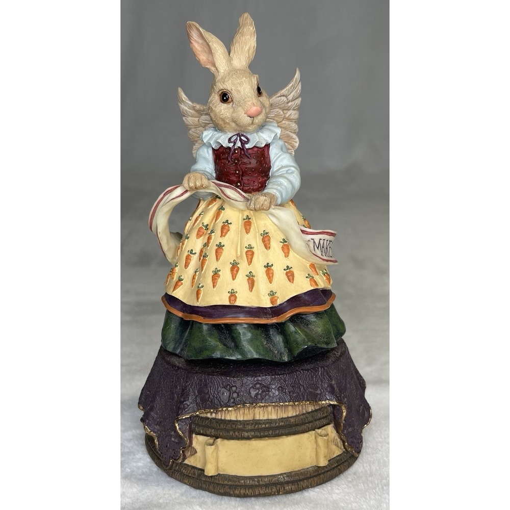 Vintage Angel Bunny Rabbit Music Box Figurine Make Sweet Memories